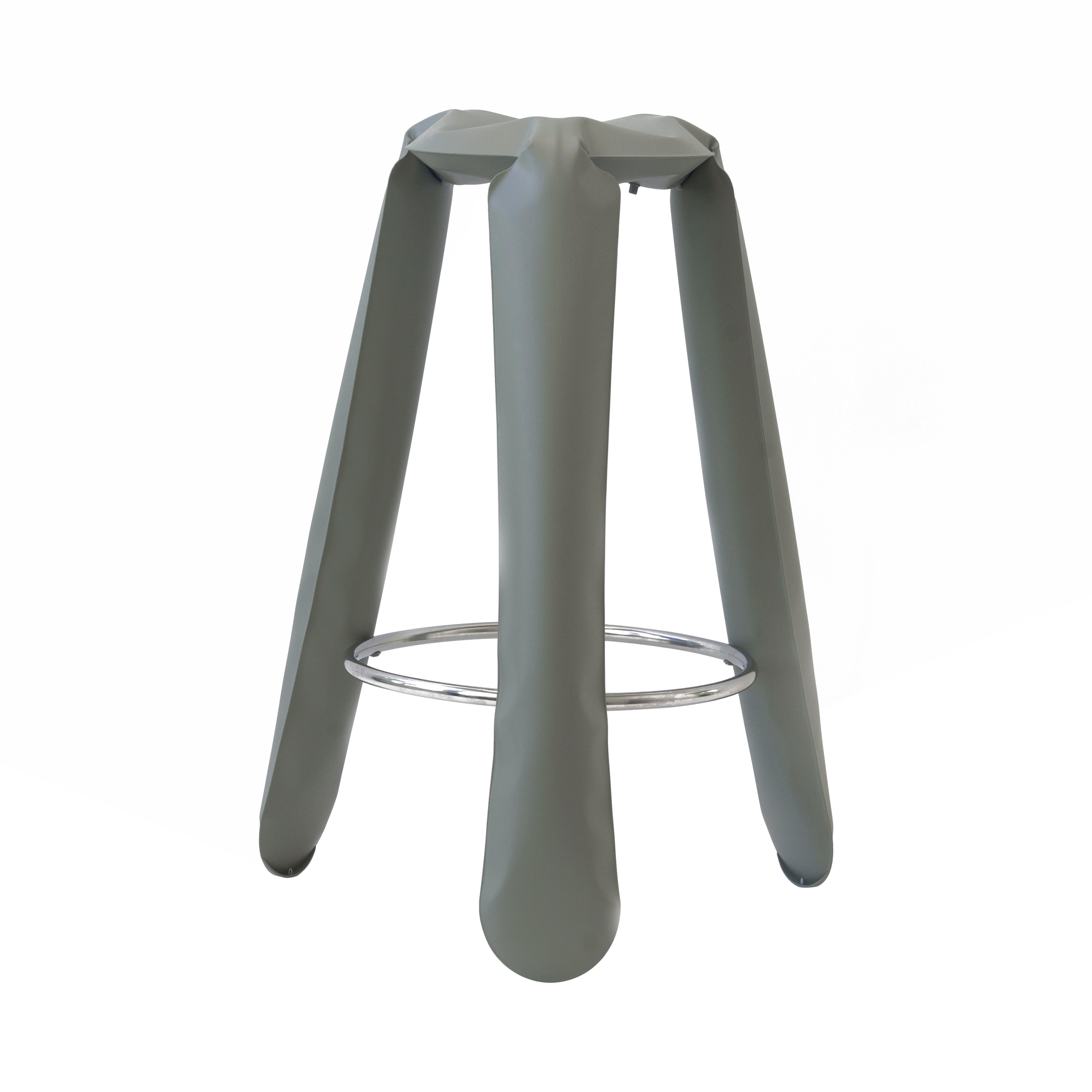 Plopp Bar Stool: Moss Grey Matt Steel