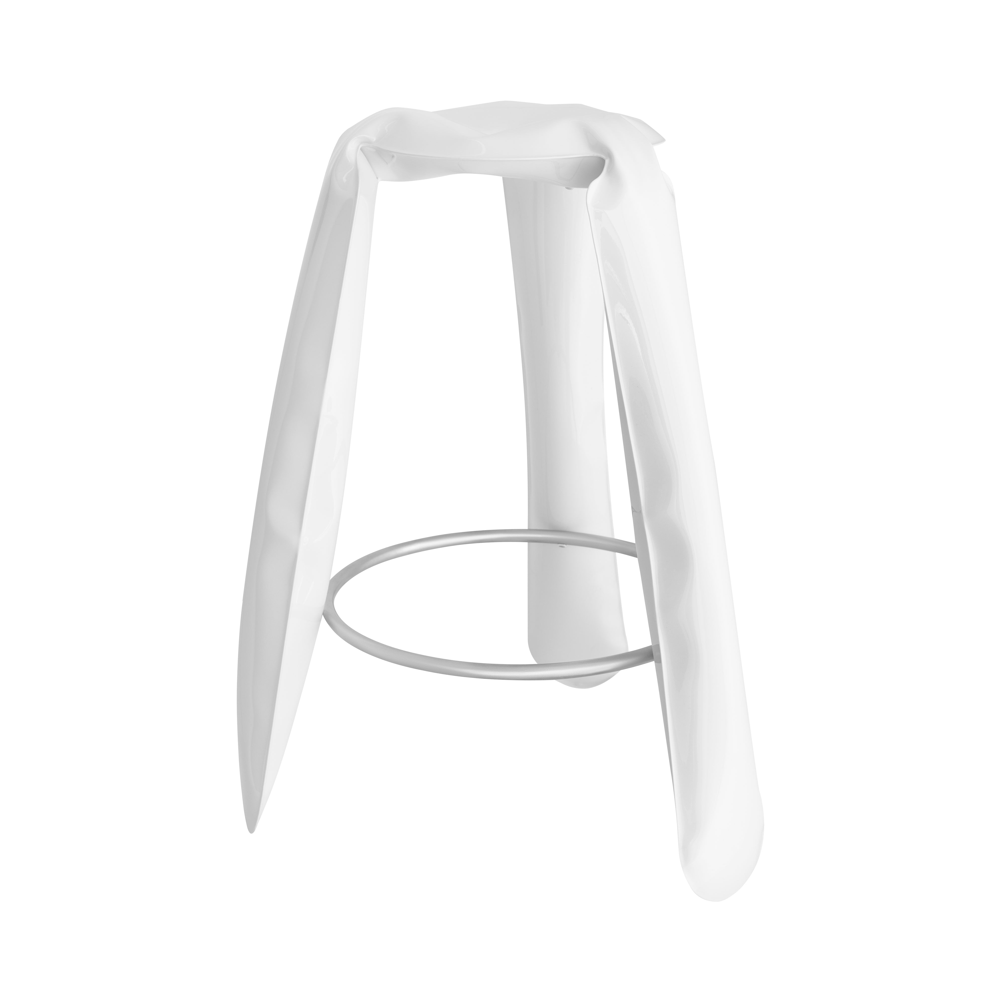 Plopp Bar Stool: White Glossy Steel