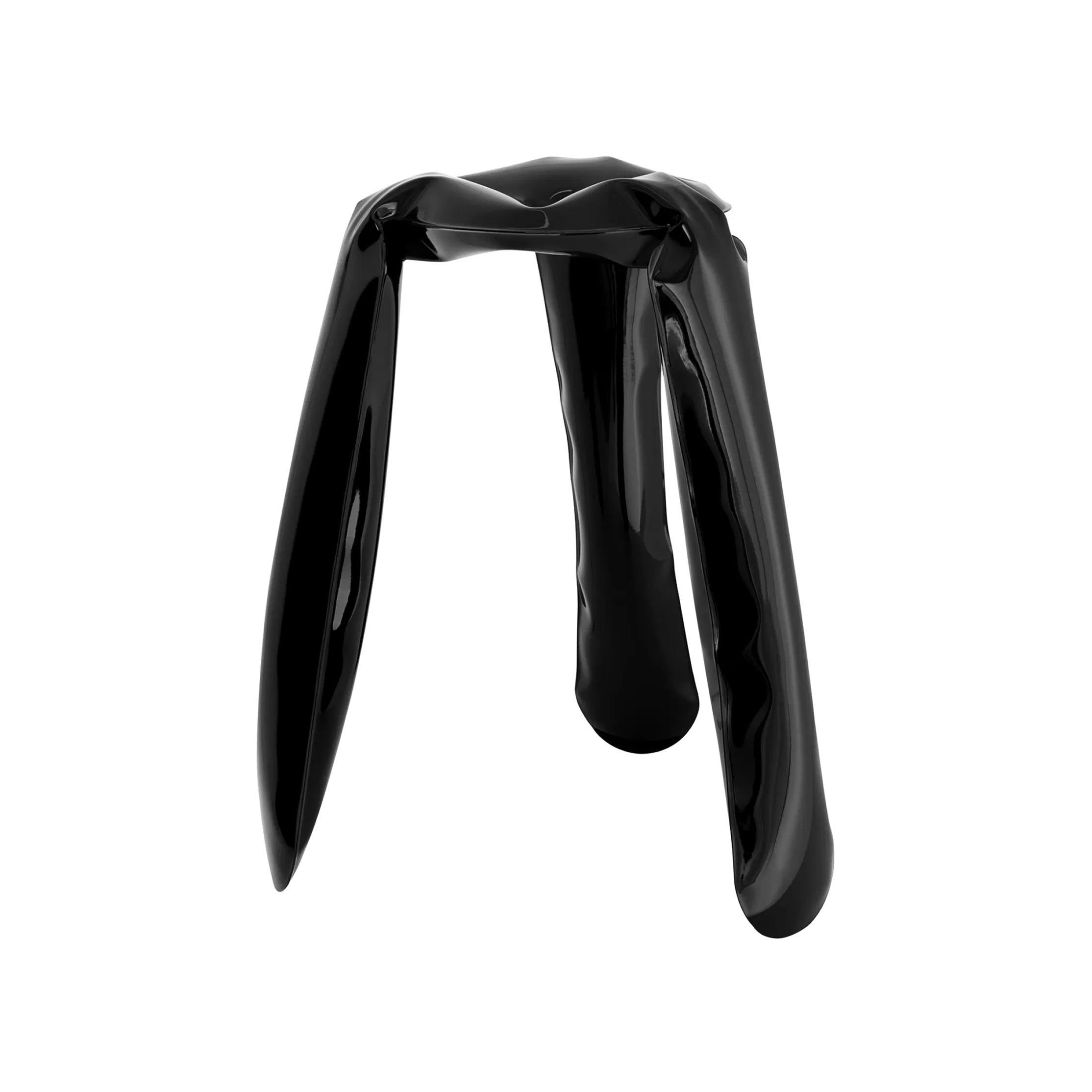 Plopp Kitchen Stool: Black Glossy Steel