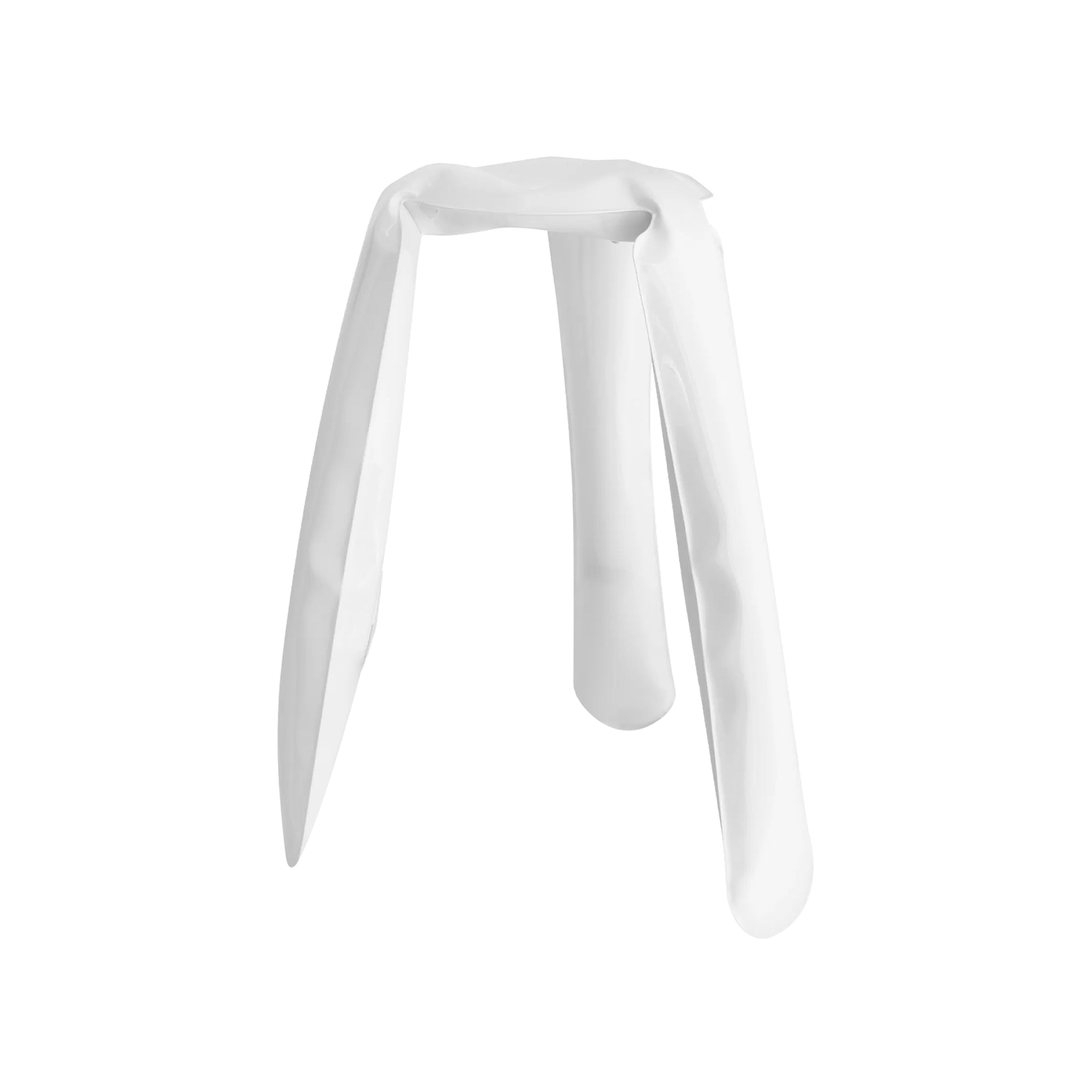 Plopp Kitchen Stool: White Glossy Steel
