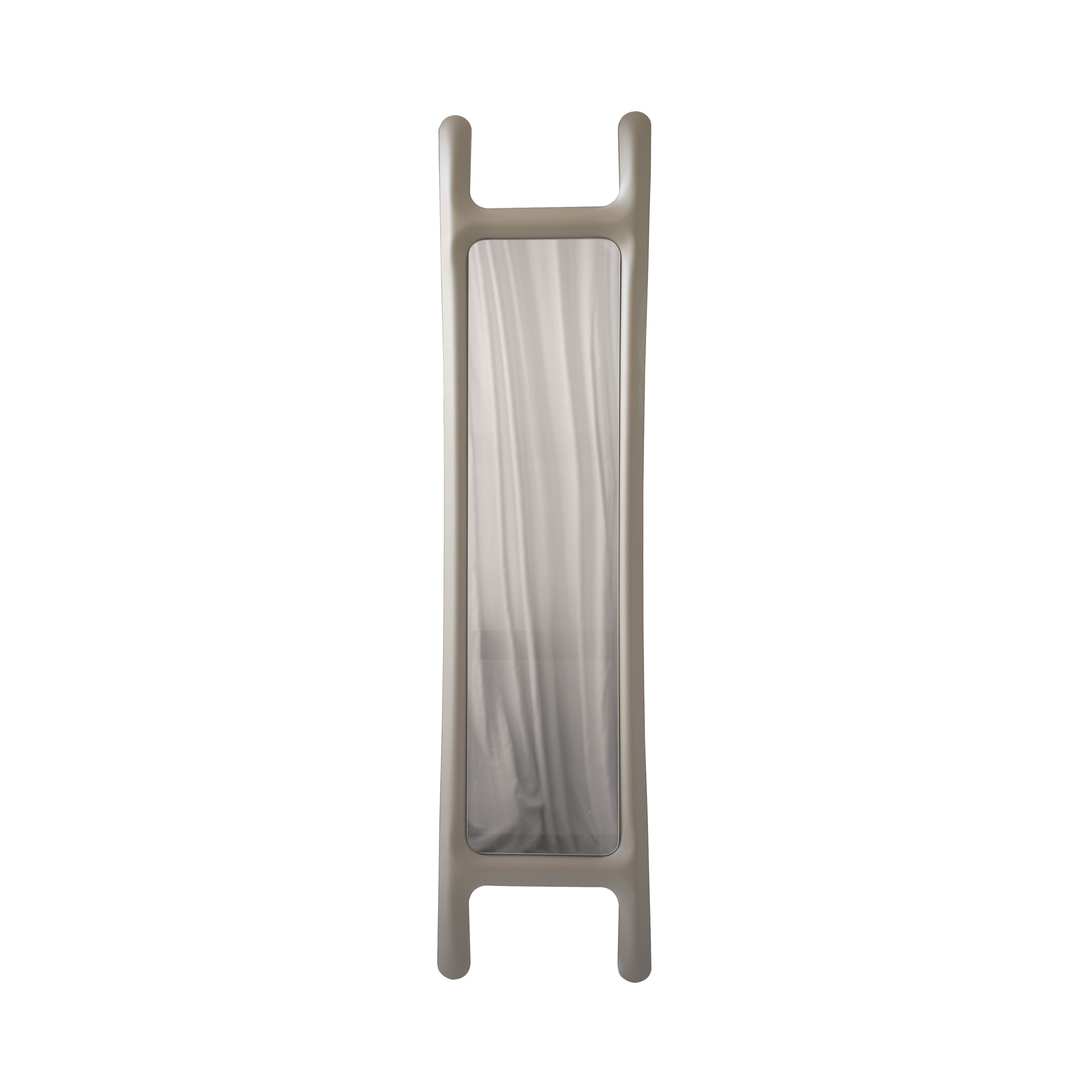Drab Mirror: Beige Grey Carbon Steel