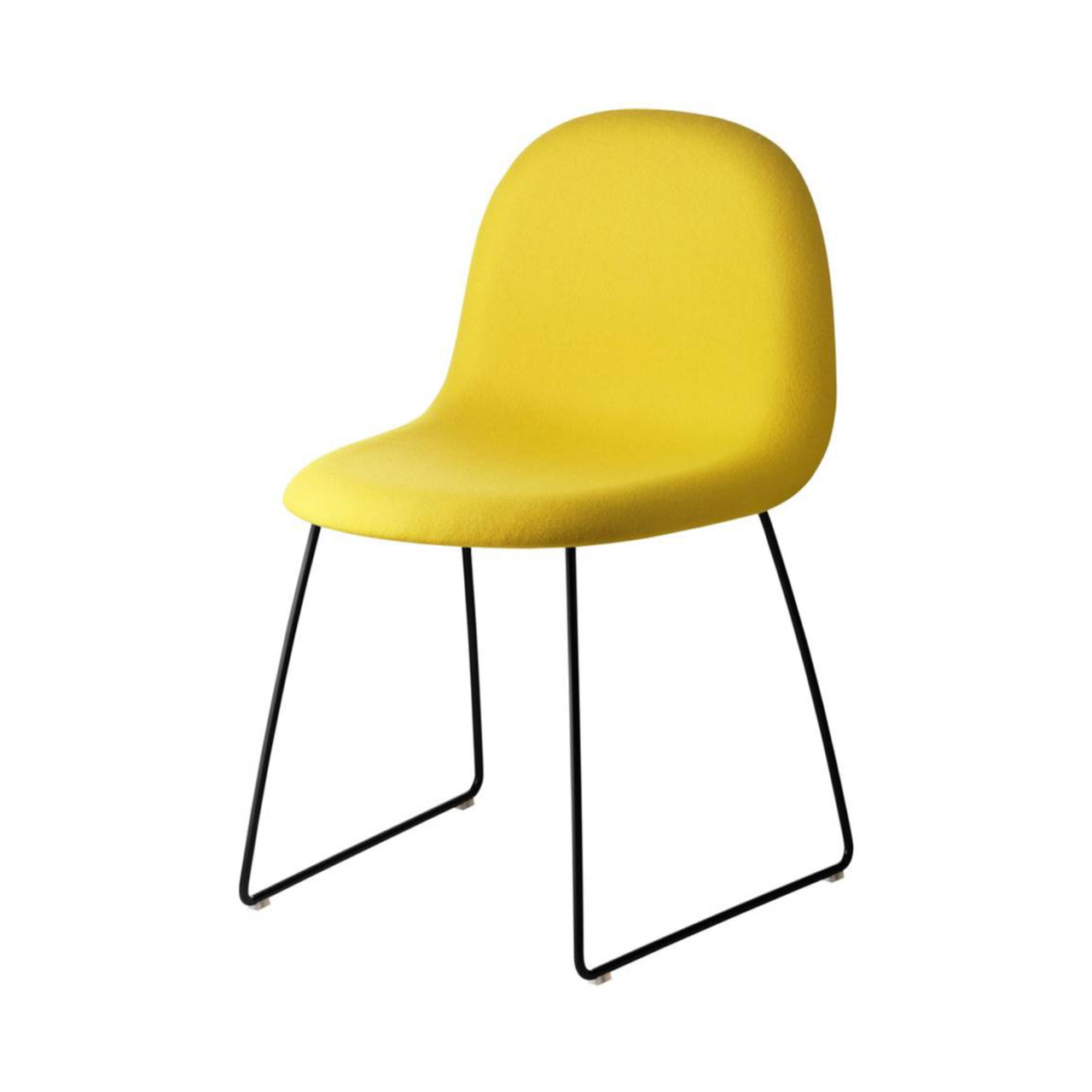 3D Dining Chair Stacking Sledge Base: Plastic Shell + Front Upholstered + Black Semi Matt