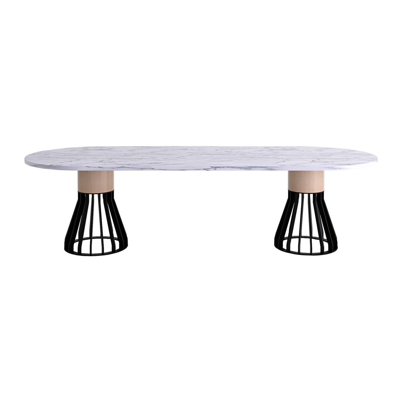 Mewoma Dining Table: Oblong+ White Pele de Tigre Marble