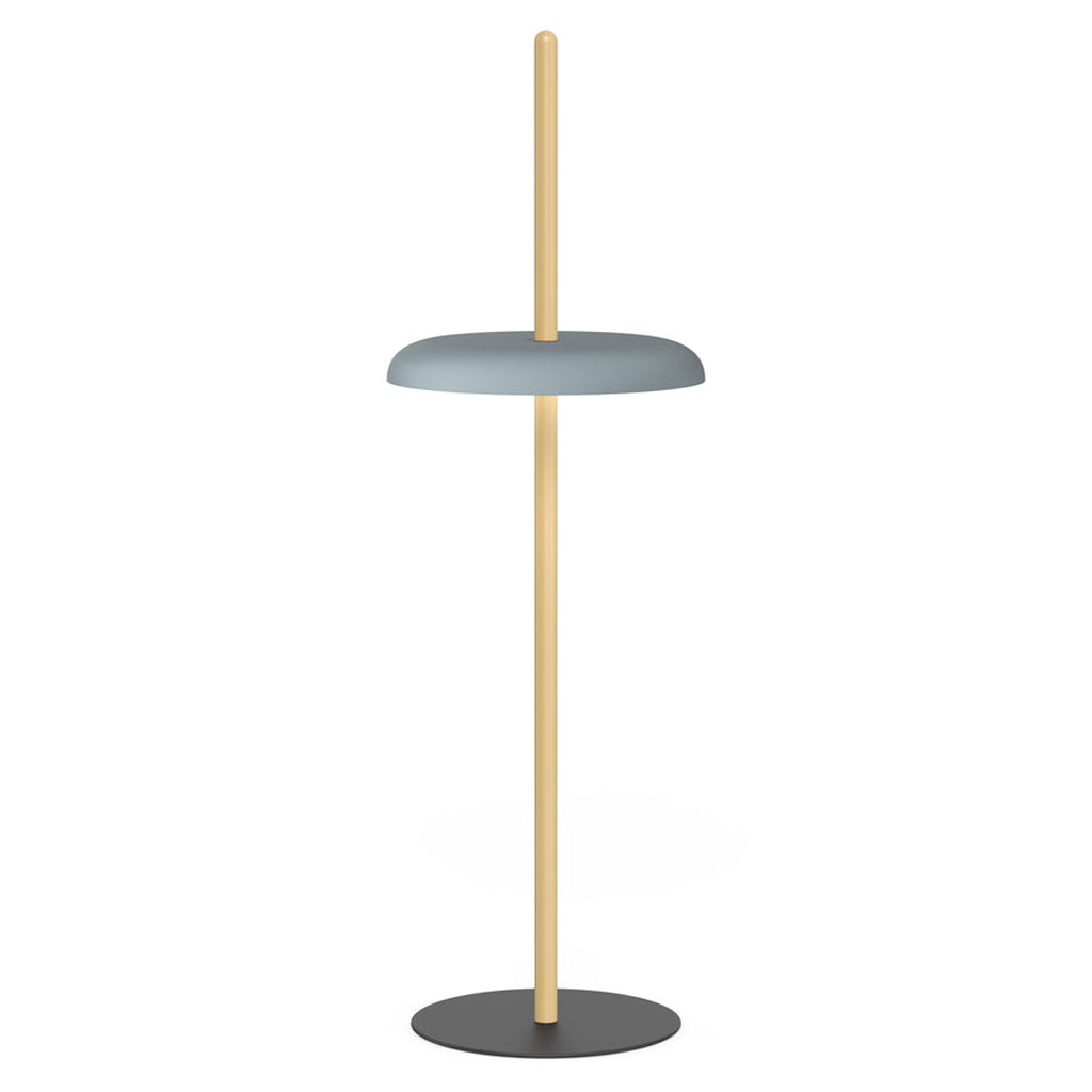 Nivél Portable Floor Lamp: Oak + Slate Blue