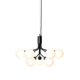 Apiales 9 Chandelier: Satin Black + Opal White + Black