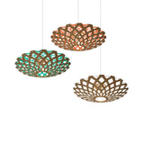 Flax Pendant Light: Large: Bamboo + Aqua + Orange + White + White 