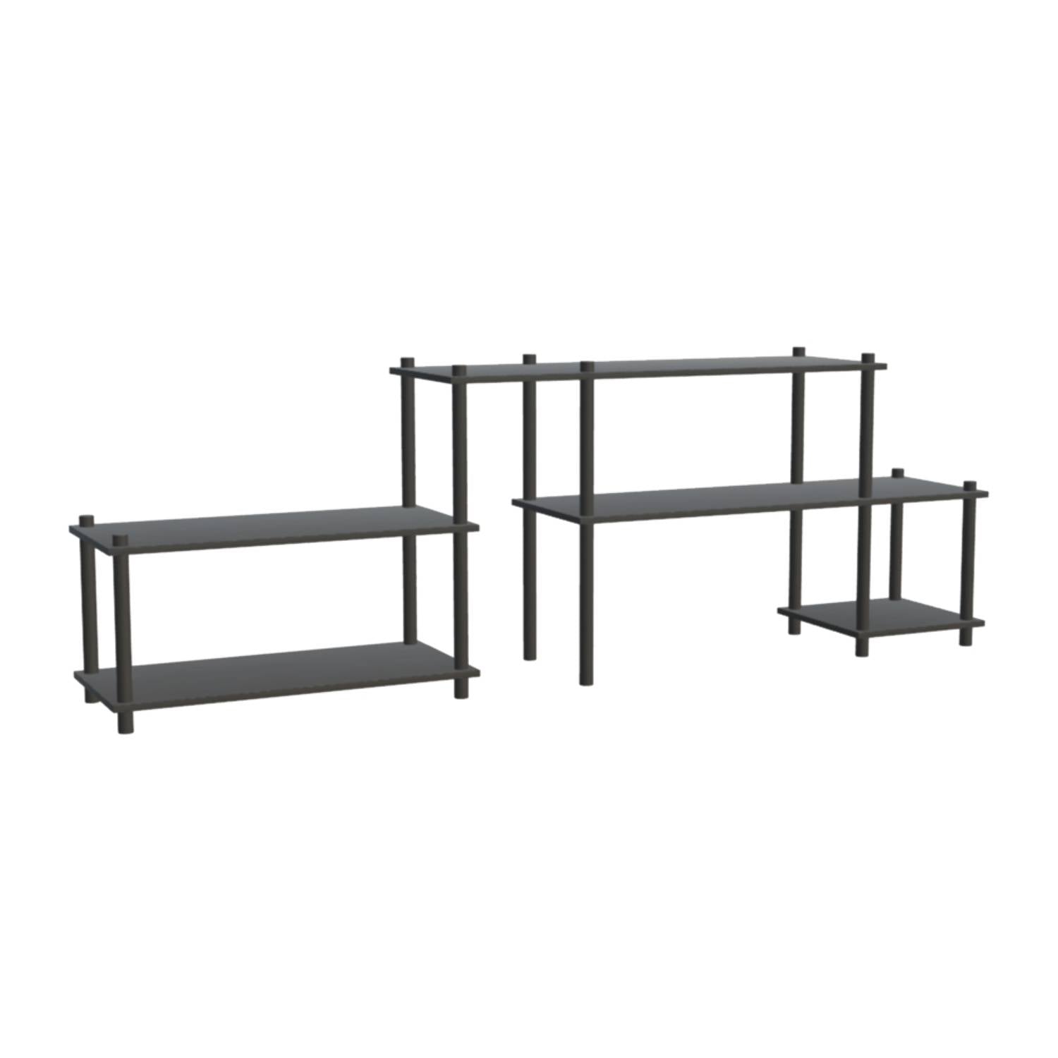 Elevate Shelving System Modular: Configuration 8 + Black Painted Oak