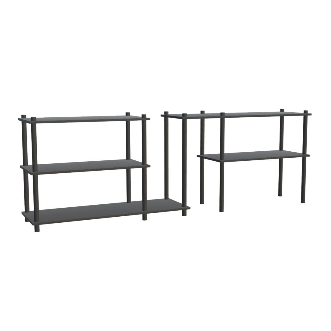 Elevate Shelving System Modular: Configuration 10 + Black Painted Oak