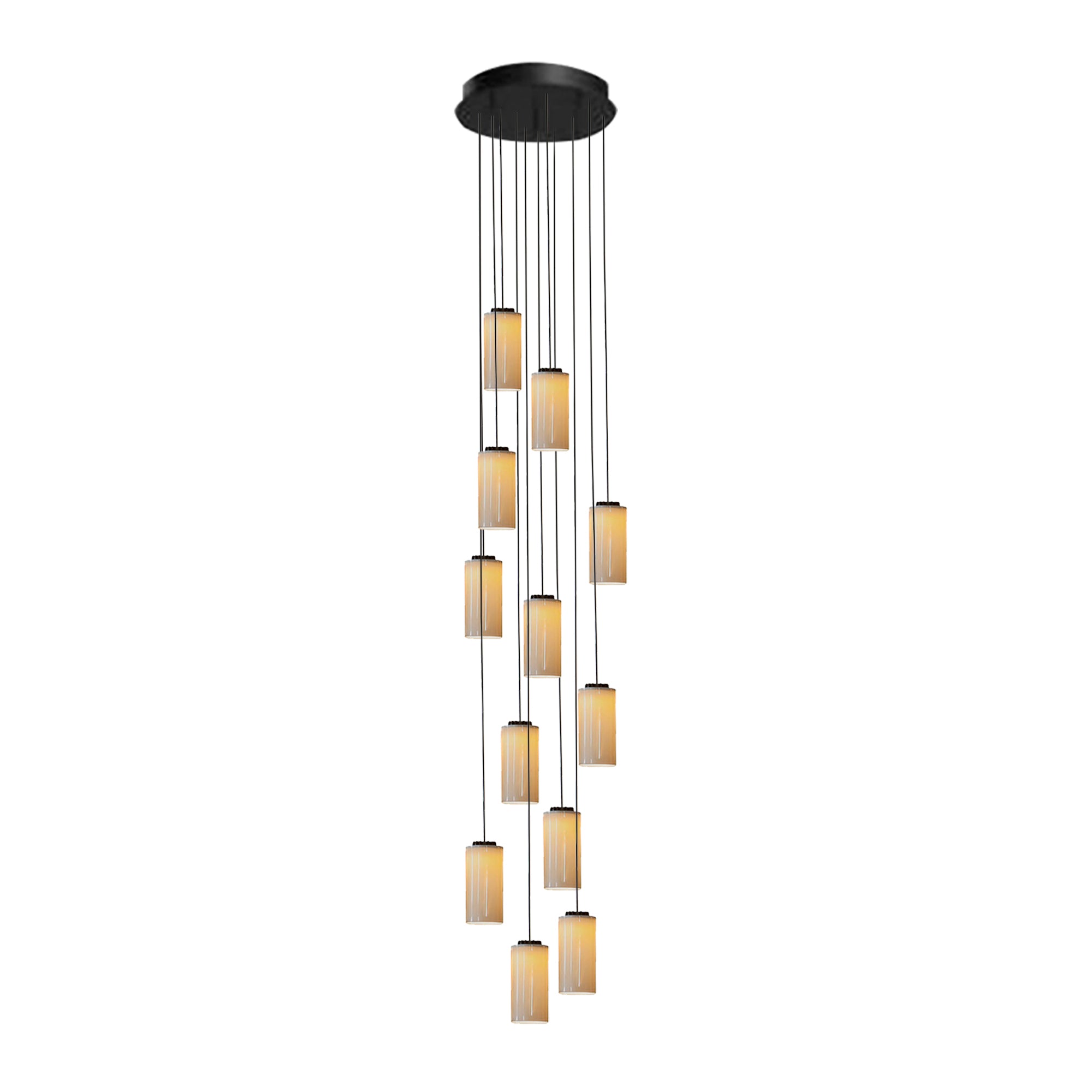 Cirio Multiple Pendant Lamp: 12 + White Porcelain + Black