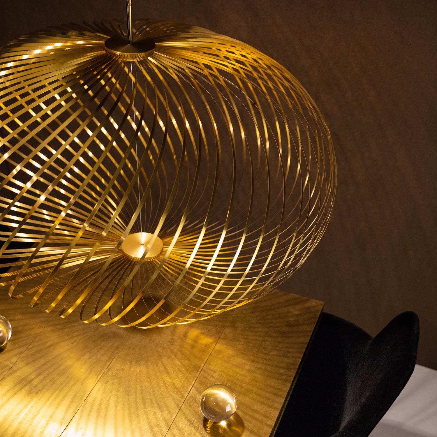 Spring Pendant Light: Brass