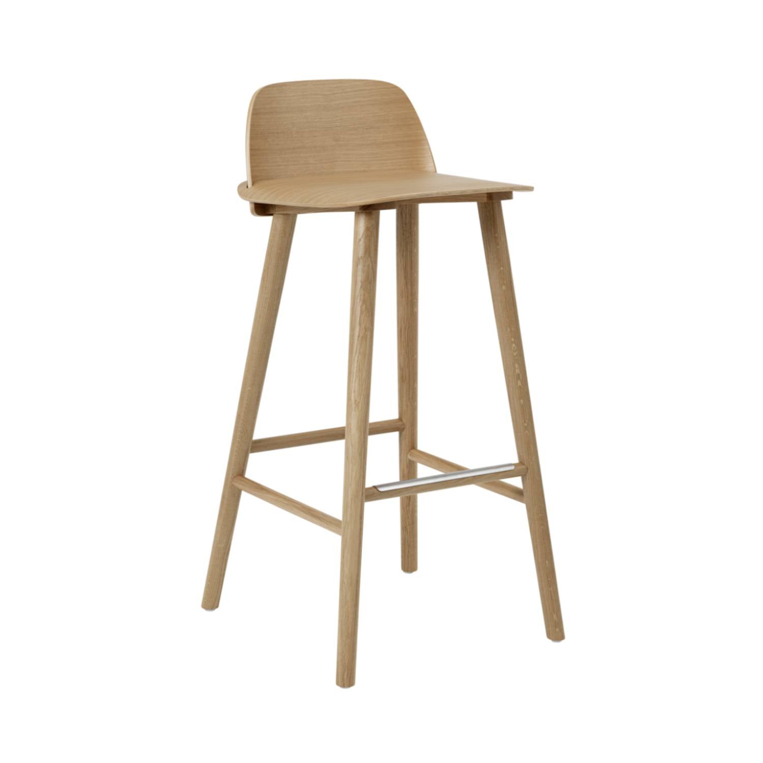 Nerd Bar + Counter Stool: Steel Footrest + Bar + Oak