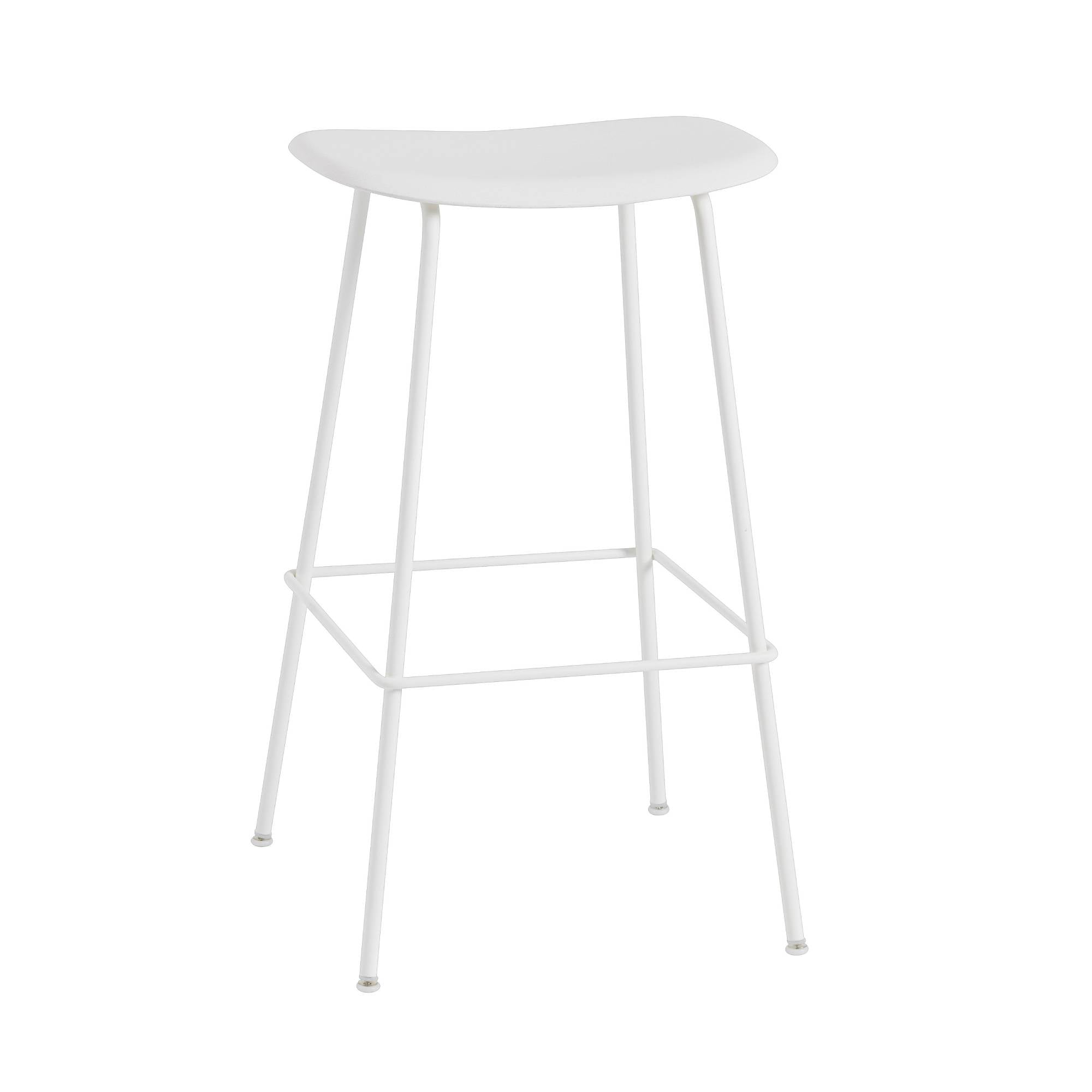 Fiber Bar + Counter Stool: Tube Base + Bar + Natural White + White