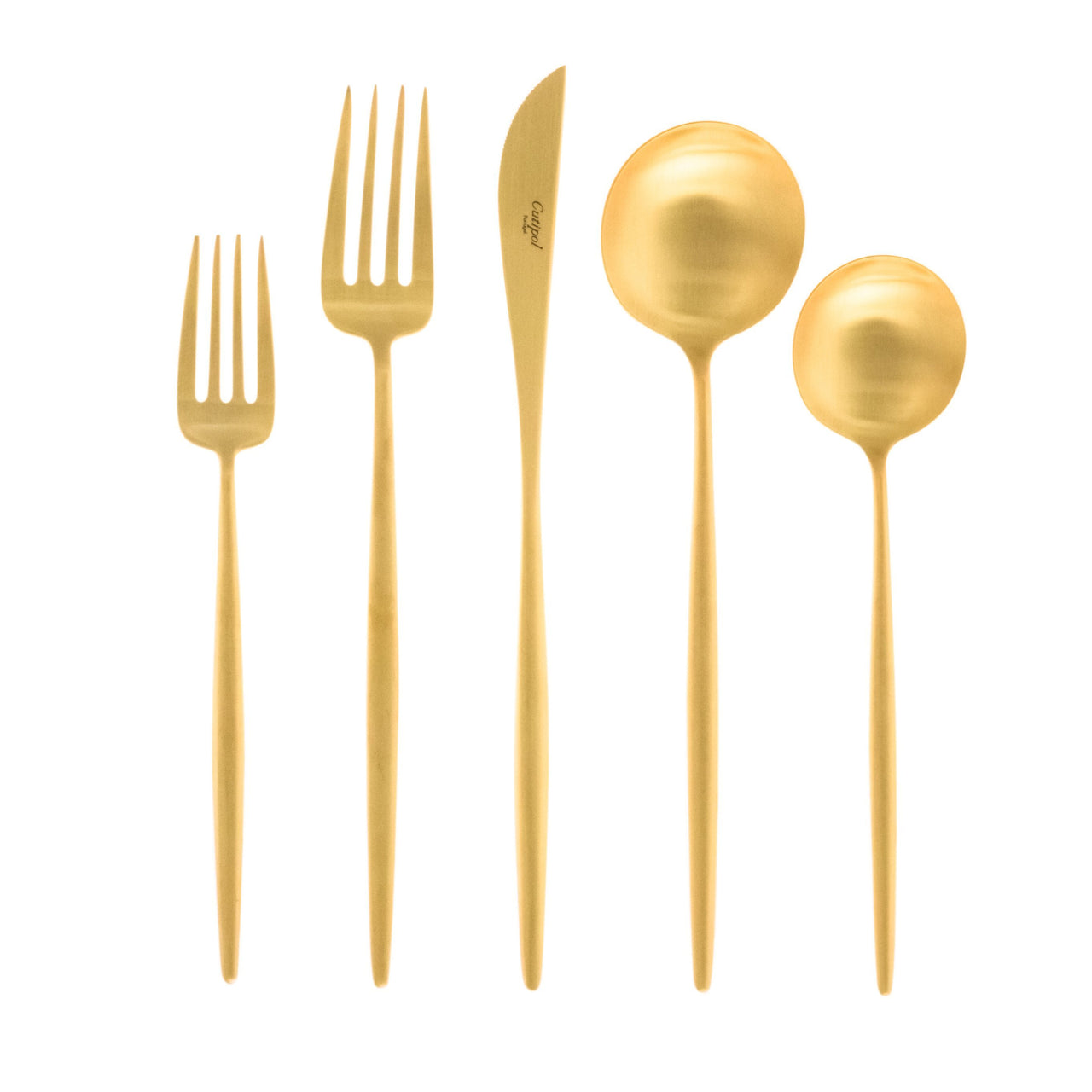 Moon Flatware: Brushed Gold: Single 5-pc Set