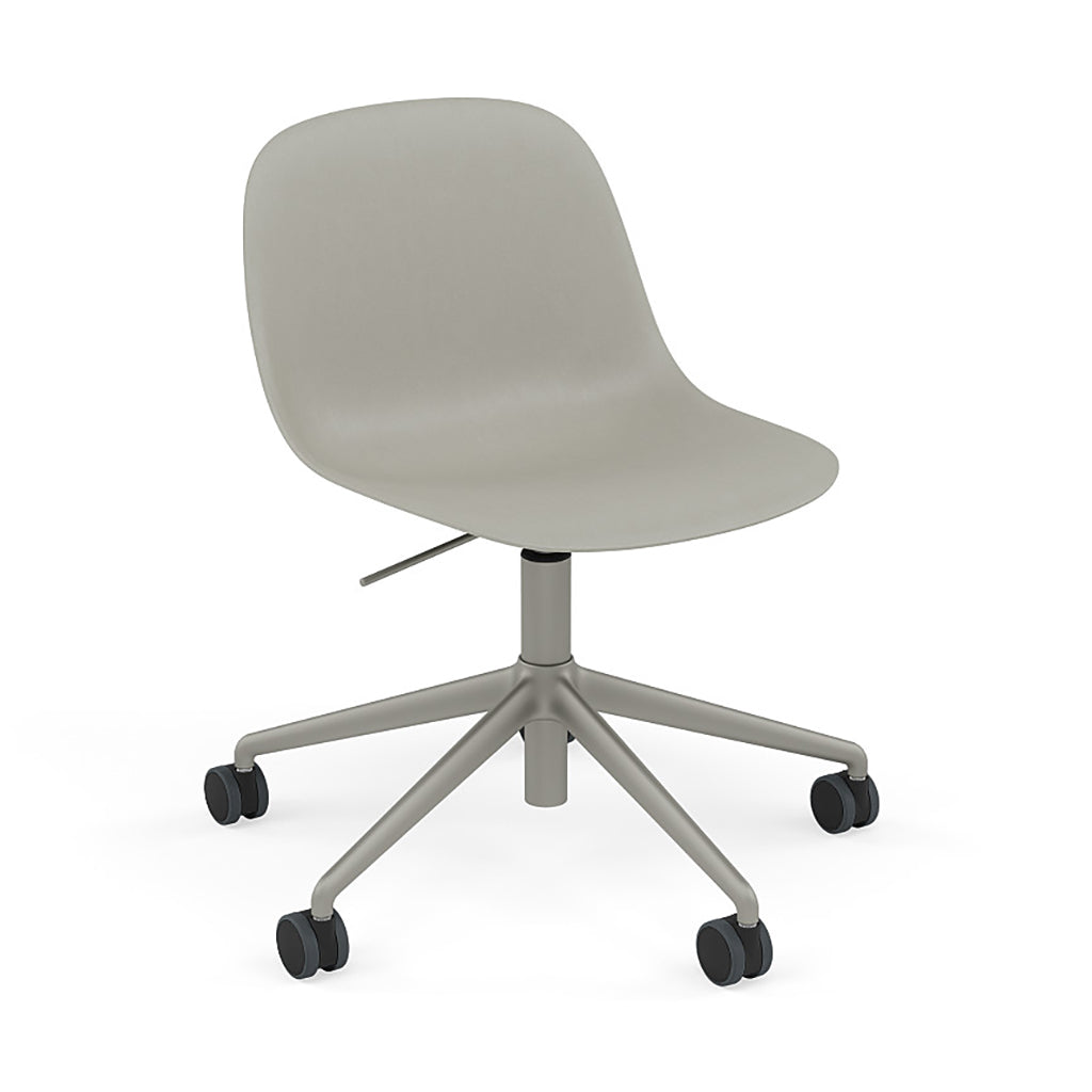 Fiber Side Chair: Swivel Base with Castors & Gaslift + Recycled Shell + Grey + Grey