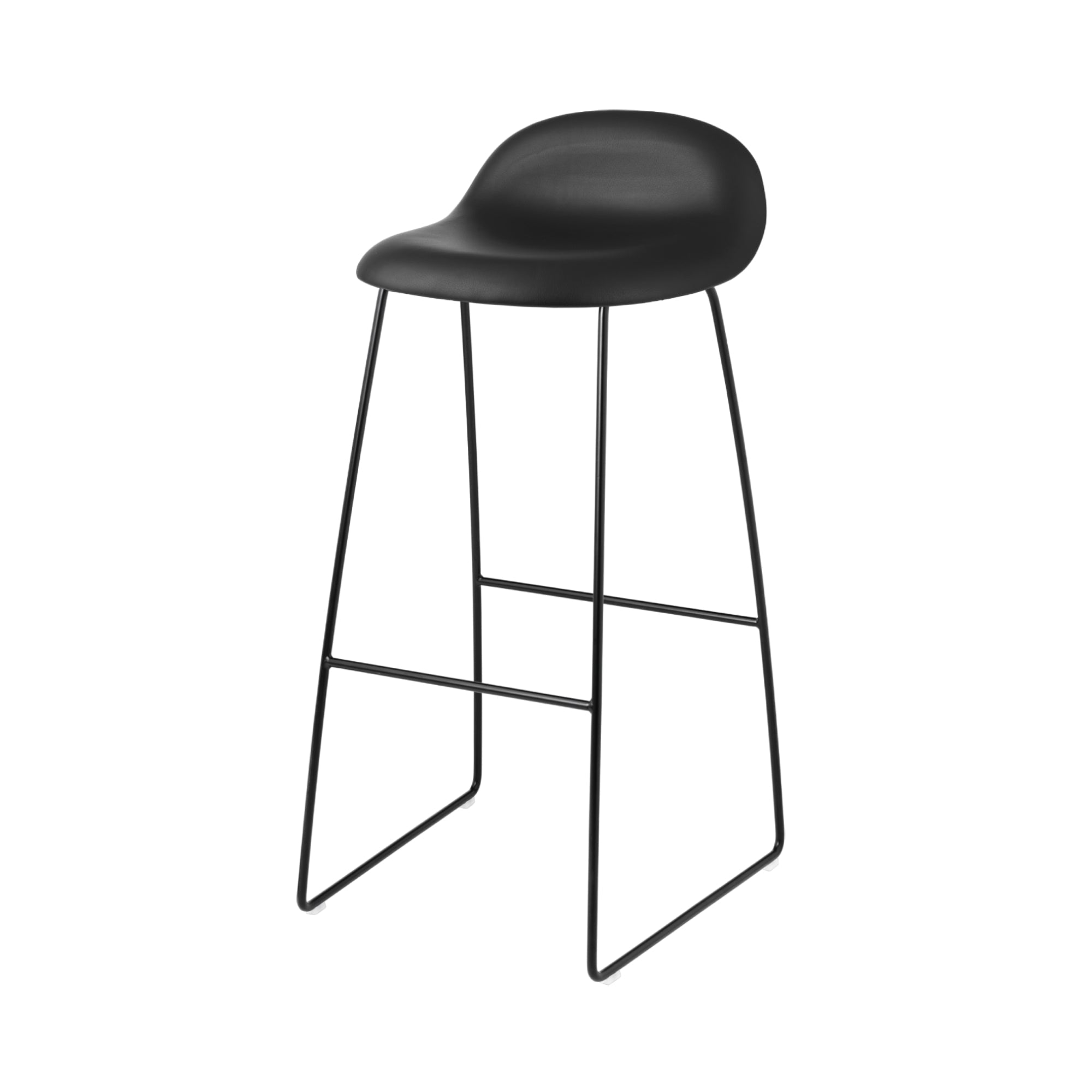 3D Bar Stool Sledge Base: Front Upholstery + Plastic Shell + Black Semi Matt