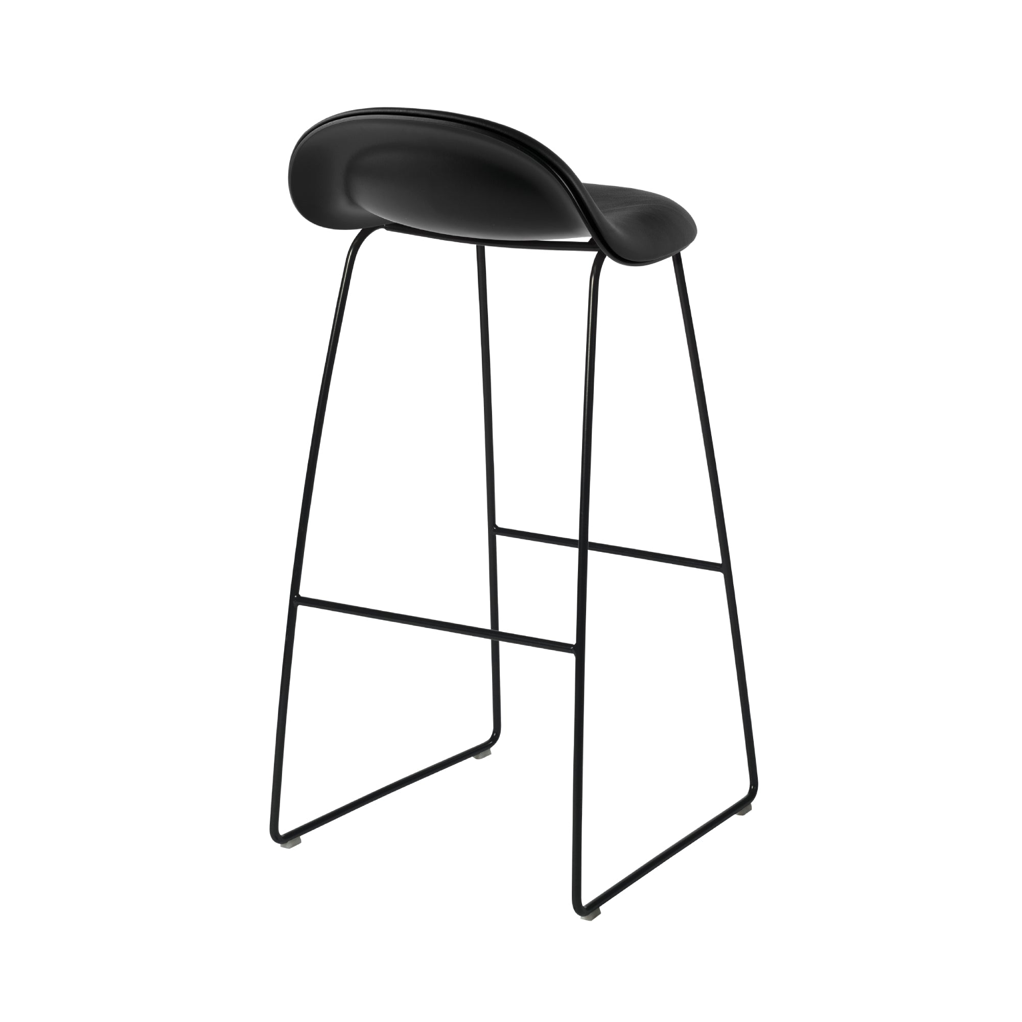 3D Bar Stool Sledge Base: Front Upholstery + Plastic Shell + Black Semi Matt