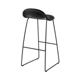 3D Bar Stool Sledge Base: Front Upholstery + Plastic Shell + Black Semi Matt