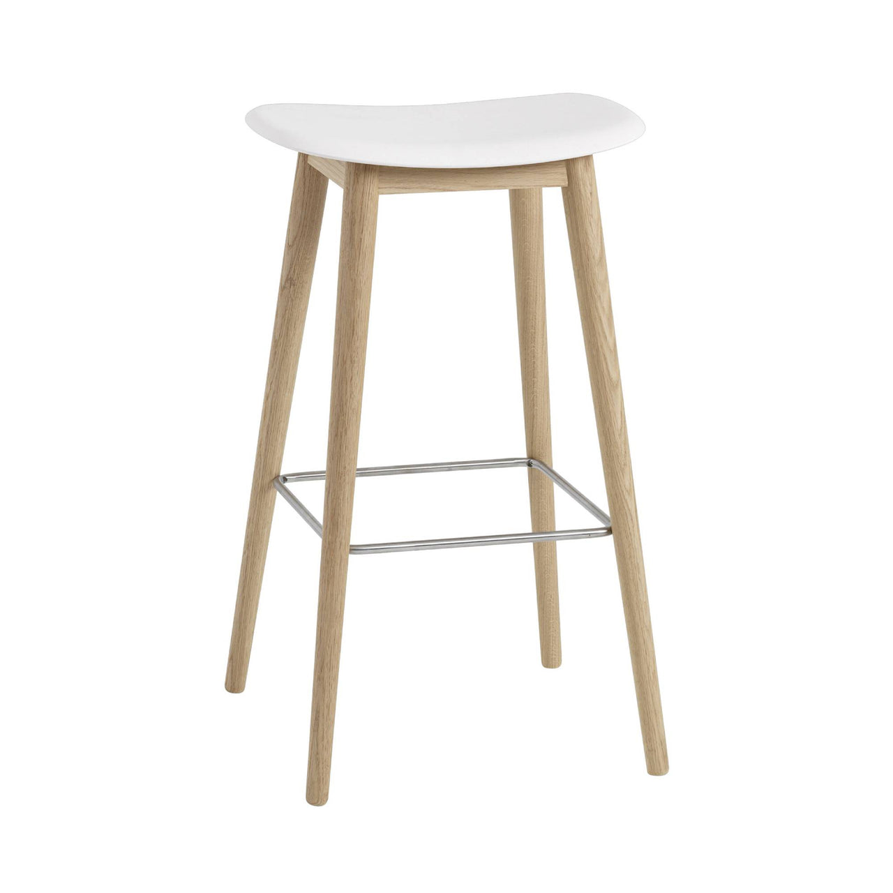 Fiber Bar + Counter Stool: Wood Base + Bar + Natural White + Oak