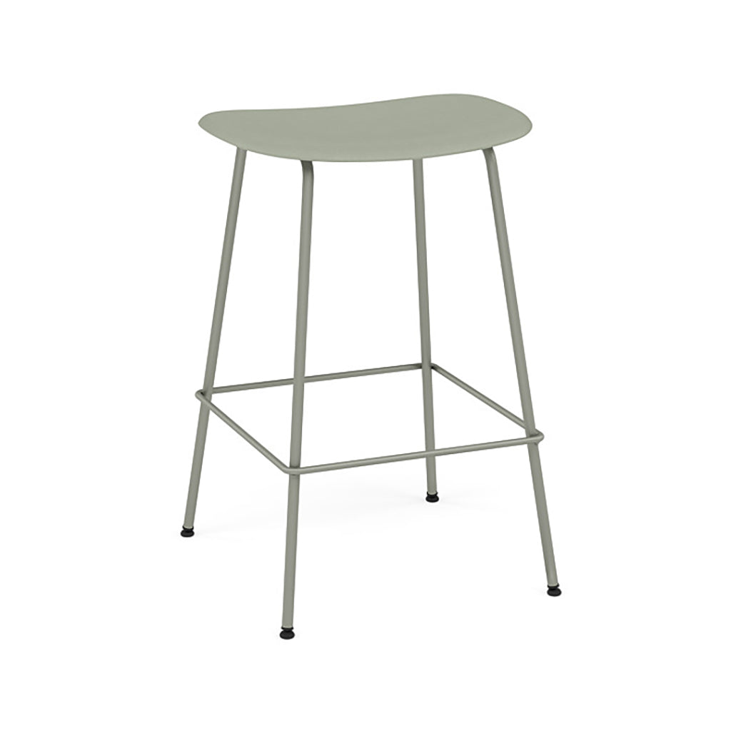 Fiber Bar + Counter Stool: Tube Base + Counter + Dusty Green + Dusty Green