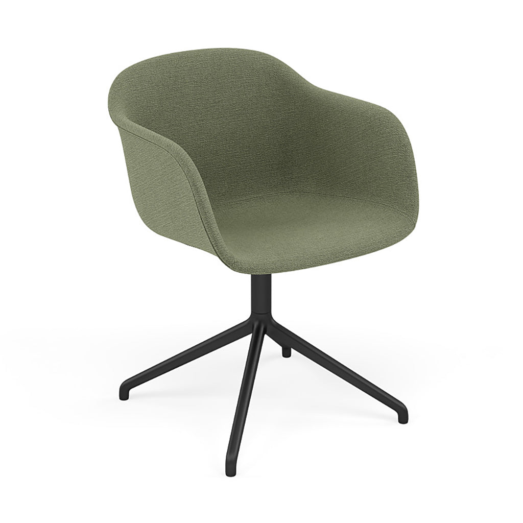 FiberArmchair: Swivel Base with Return + Upholstered + Anthracite Black