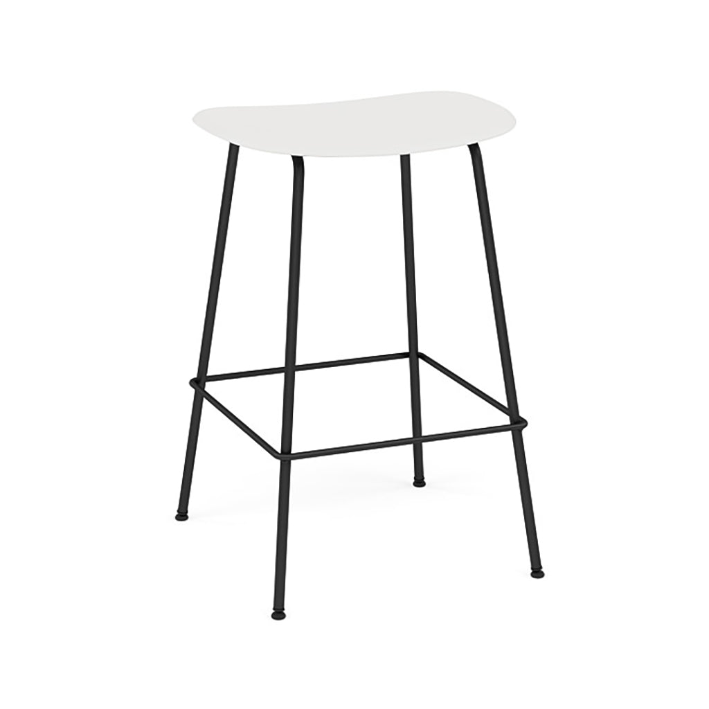 Fiber Bar + Counter Stool: Tube Base + Counter + Anthracite Black + Natural White