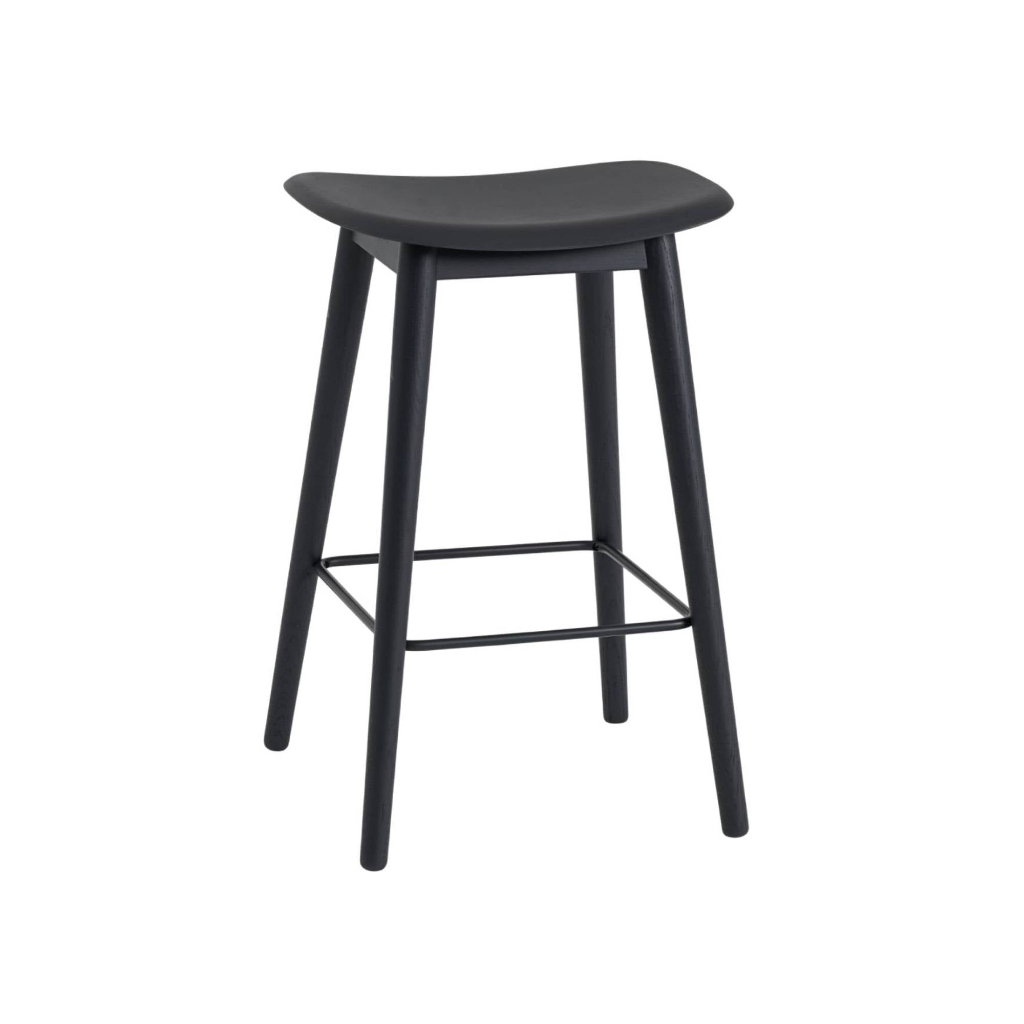 Fiber Bar + Counter Stool: Wood Base + Counter + Black