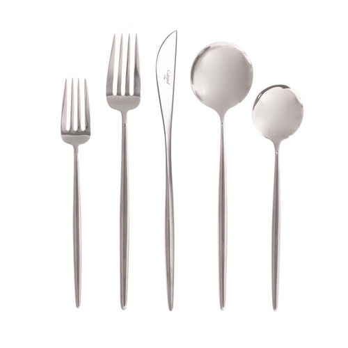 Moon Flatware: Polished Steel: Single 5-pc Set
