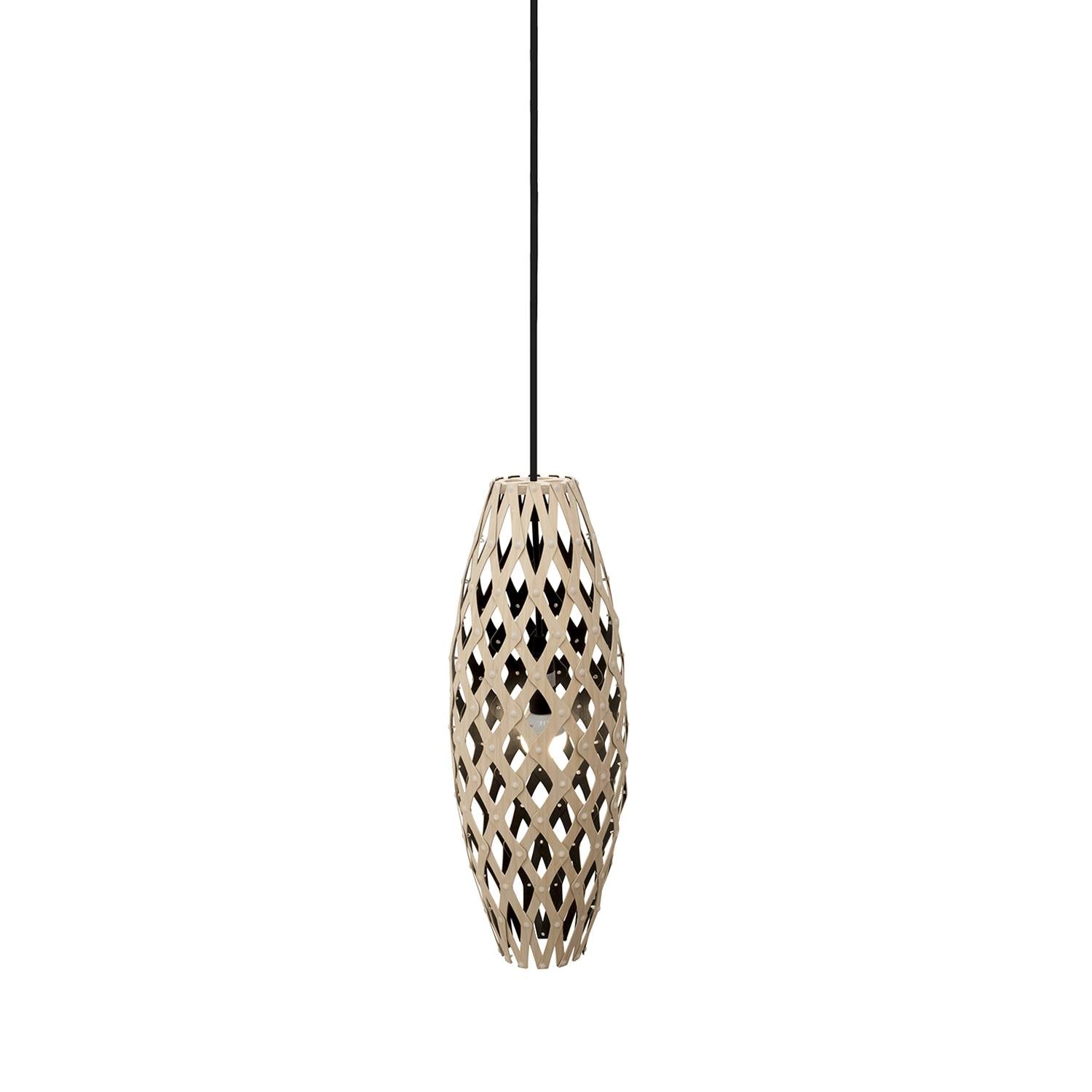 Hinaki Pendant Light: Small + Bamboo + Black + Black