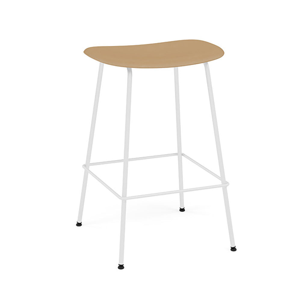 Fiber Bar + Counter Stool: Tube Base + Counter + White + Ochre