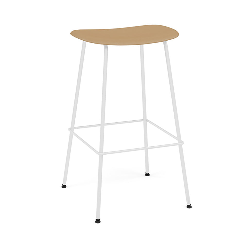 Fiber Bar + Counter Stool: Tube Base + Bar + White + Ochre