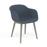 Fiber Armchair: Wood Base + Recycled Shell + Upholstered + Dusty Green