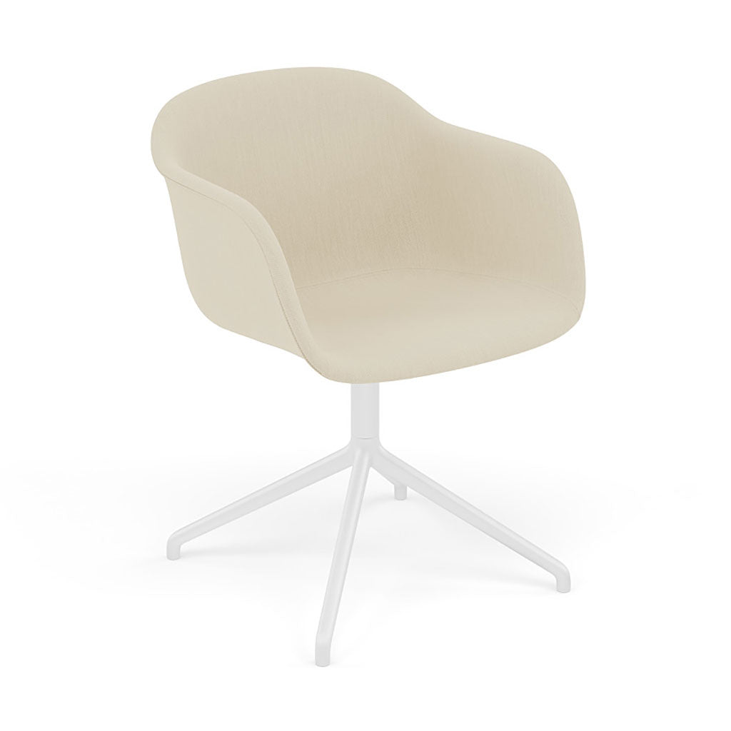 FiberArmchair: Swivel Base with Return + Upholstered + White