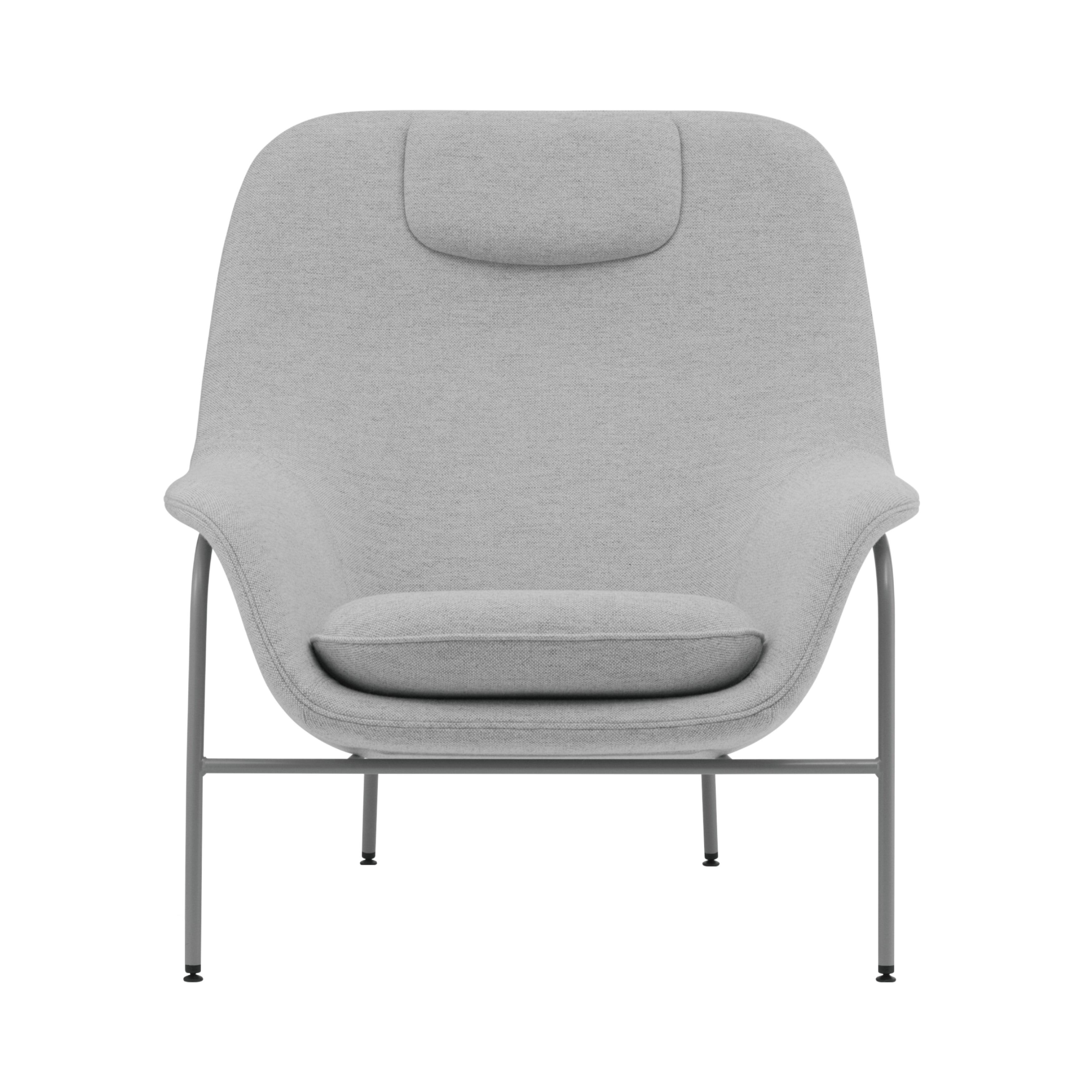 Drape Lounge Chair: High + Steel Base + With Headrest + Grey