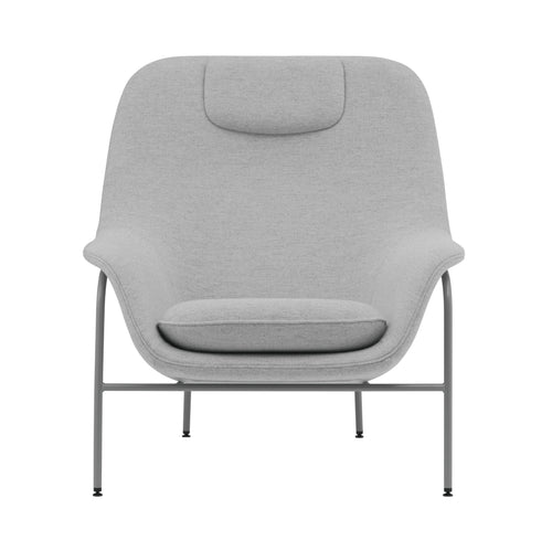 Drape Lounge Chair: High + Steel Base + With Headrest + Grey