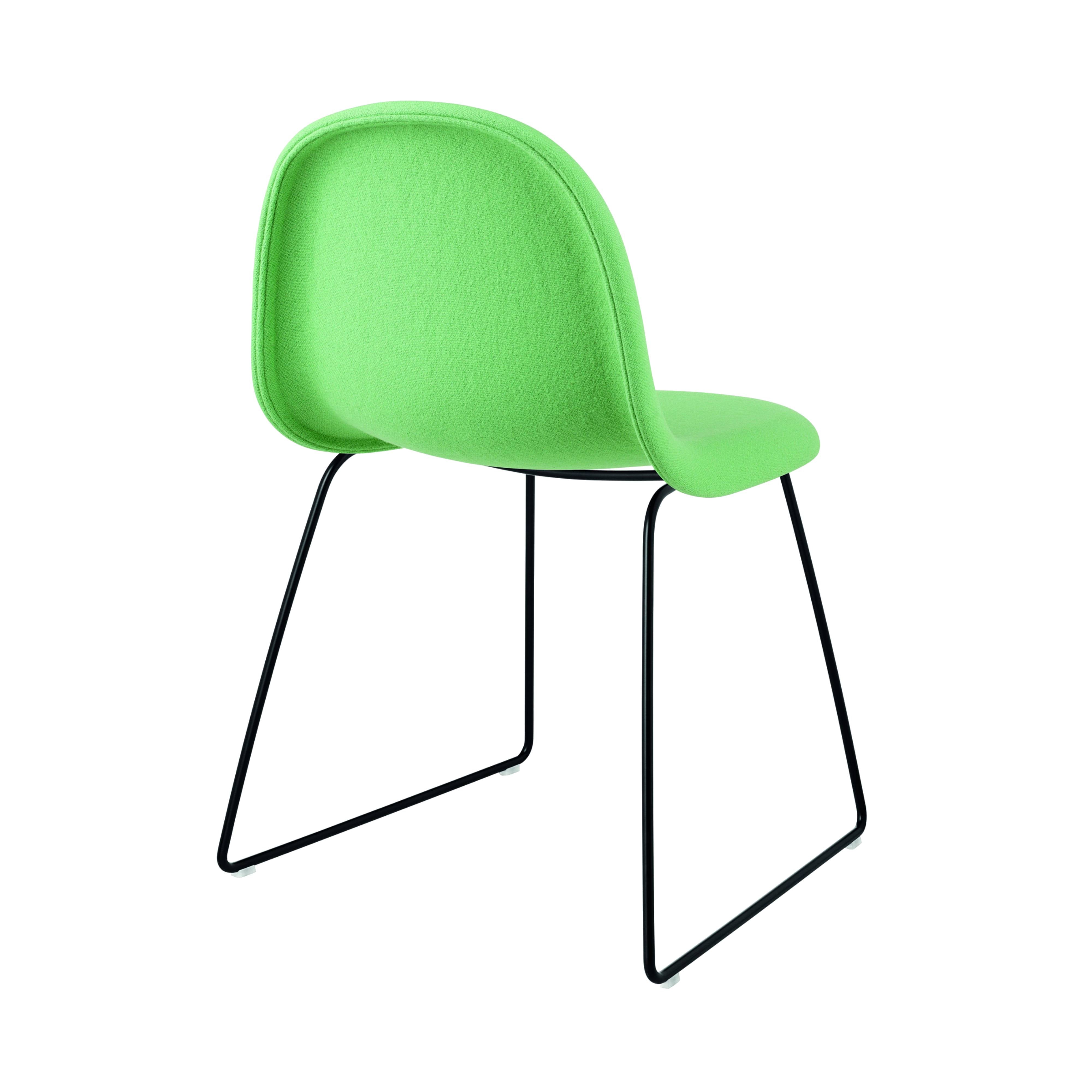 3D Dining Chair: Sledge Base + Full Upholstery + Black Semi Matt