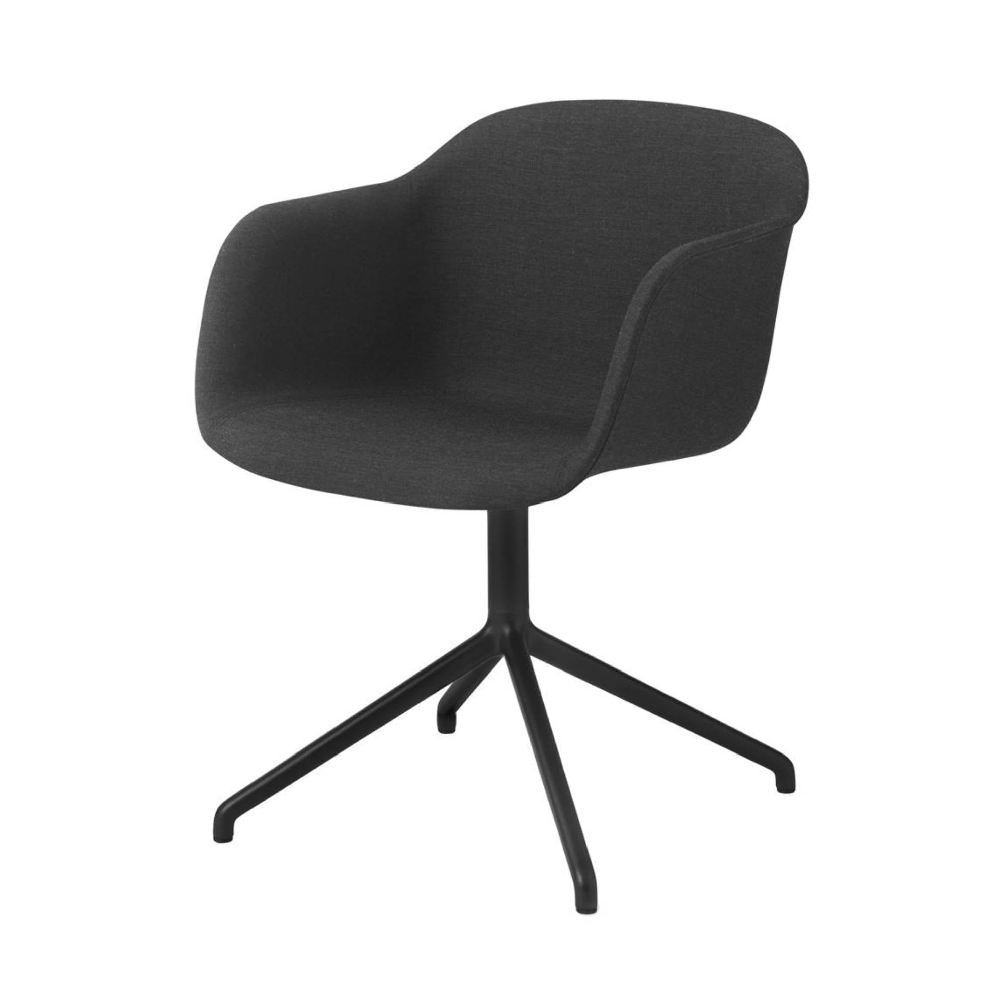 Fiber Armchair: Swivel Base + Upholstered + Black + Stocked: Remix 183