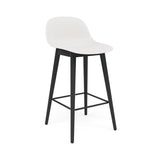 Fiber Bar + Counter Stool with Backrest: Wood Base + Counter + Black + Natural White