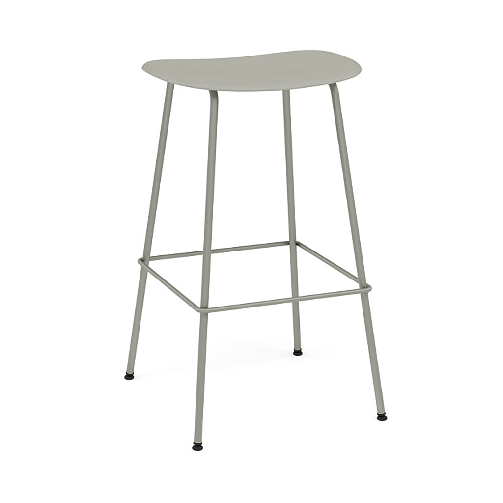 Fiber Bar + Counter Stool: Tube Base + Bar + Dusty Green + Grey