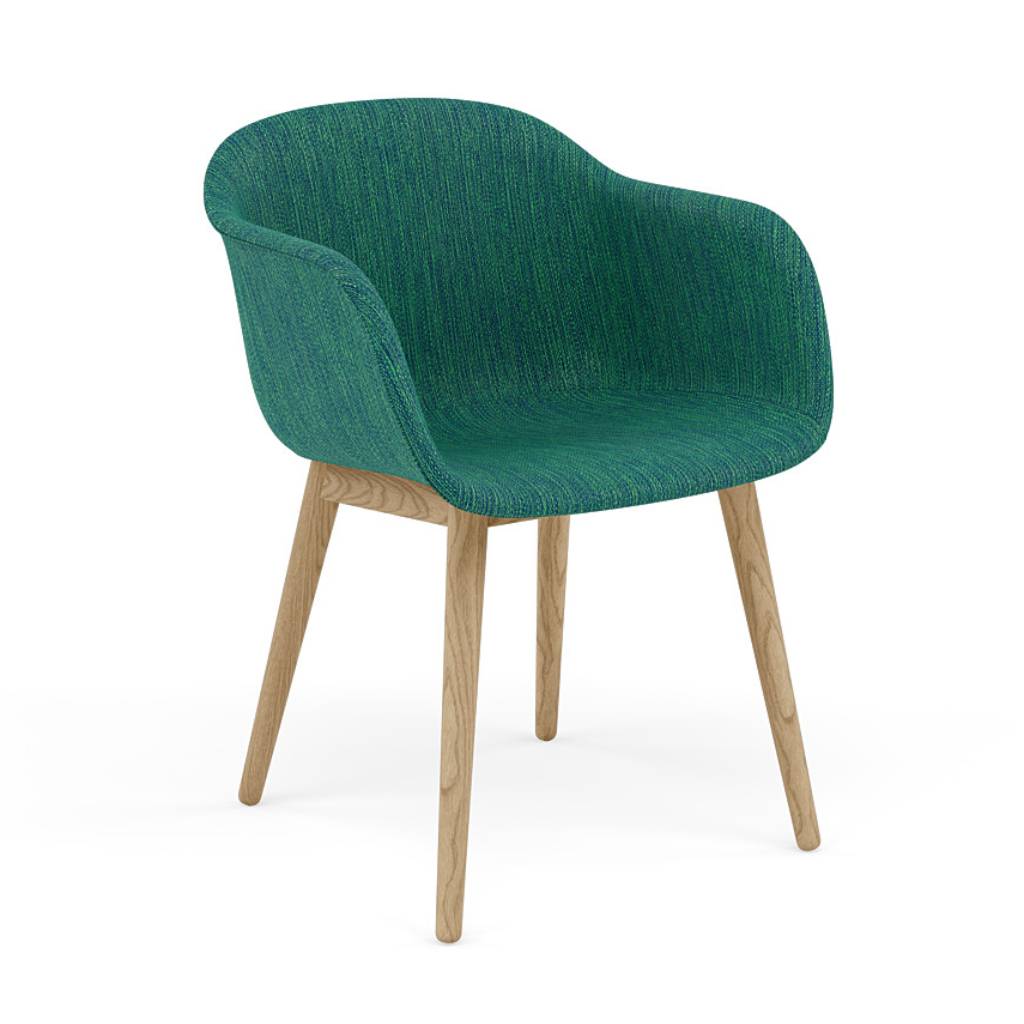 Fiber Armchair: Wood Base + Recycled Shell + Upholstered +  Oak