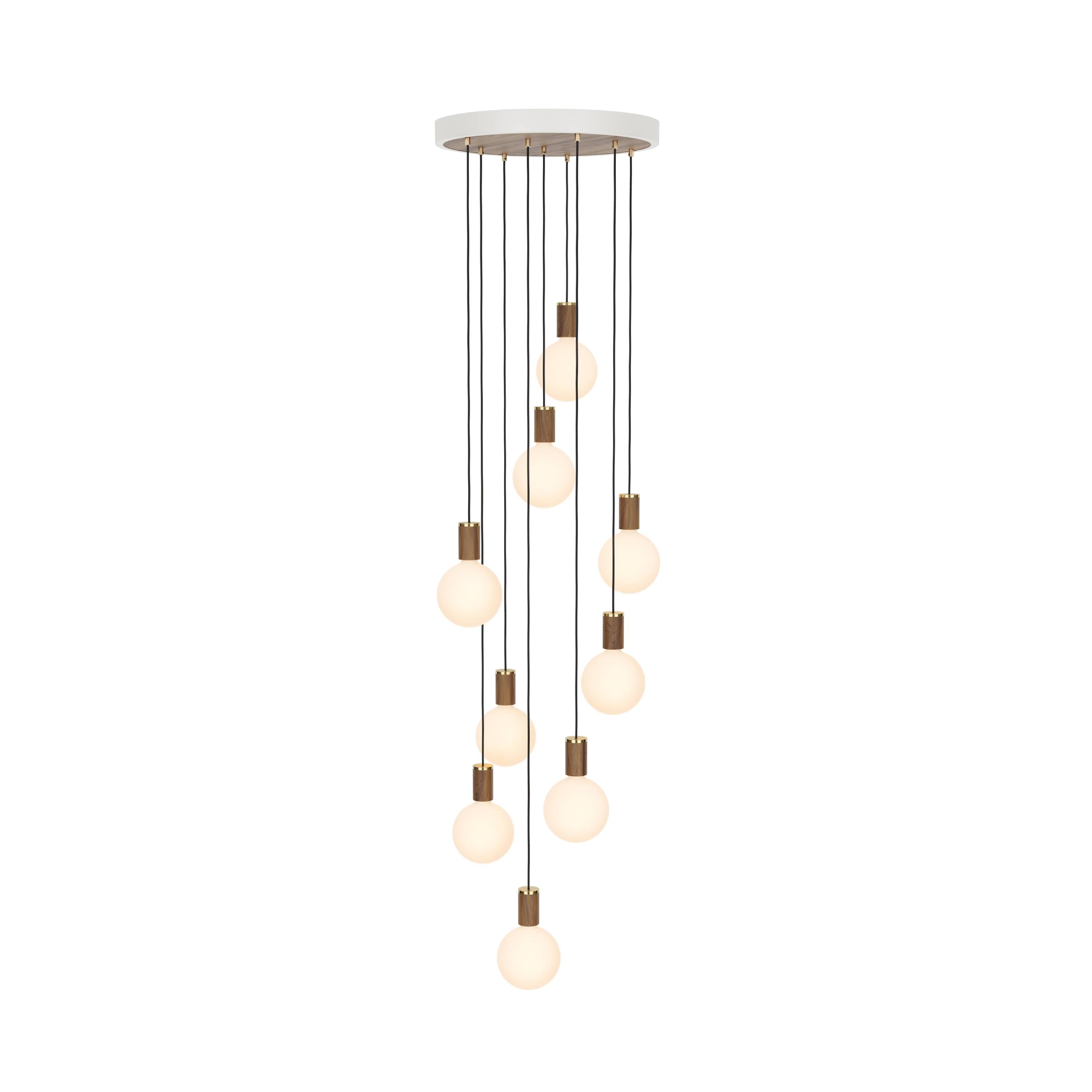 Nine Pendant with Sphere IV: White + Walnut Veneer