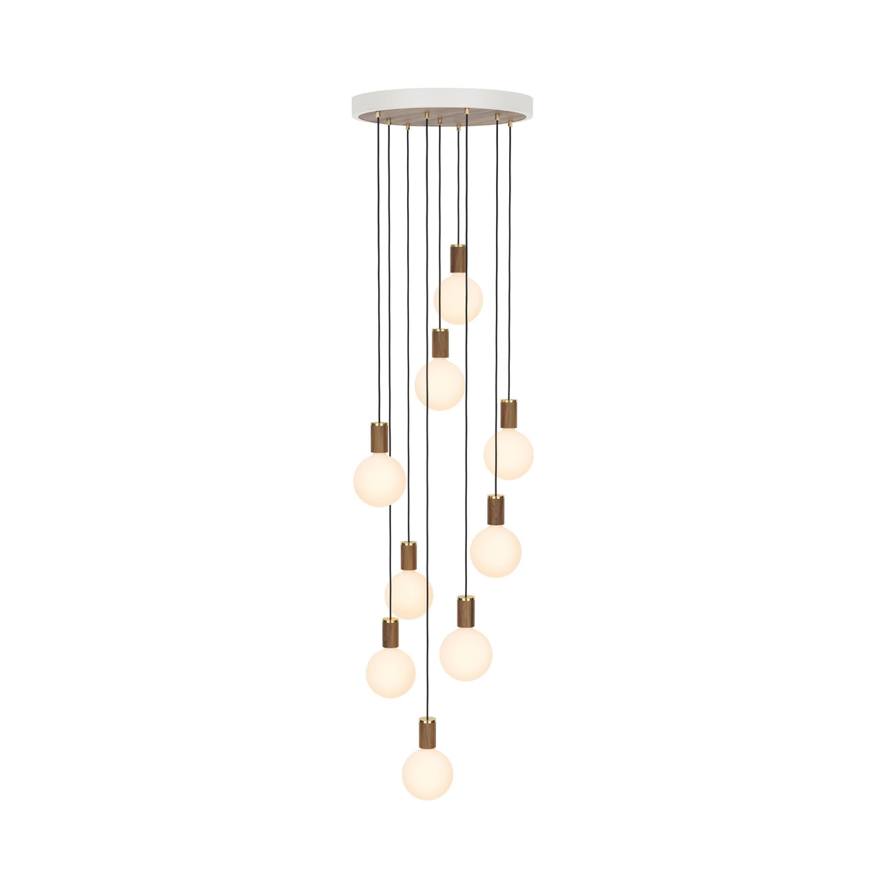 Nine Pendant with Sphere IV: White + Walnut Veneer