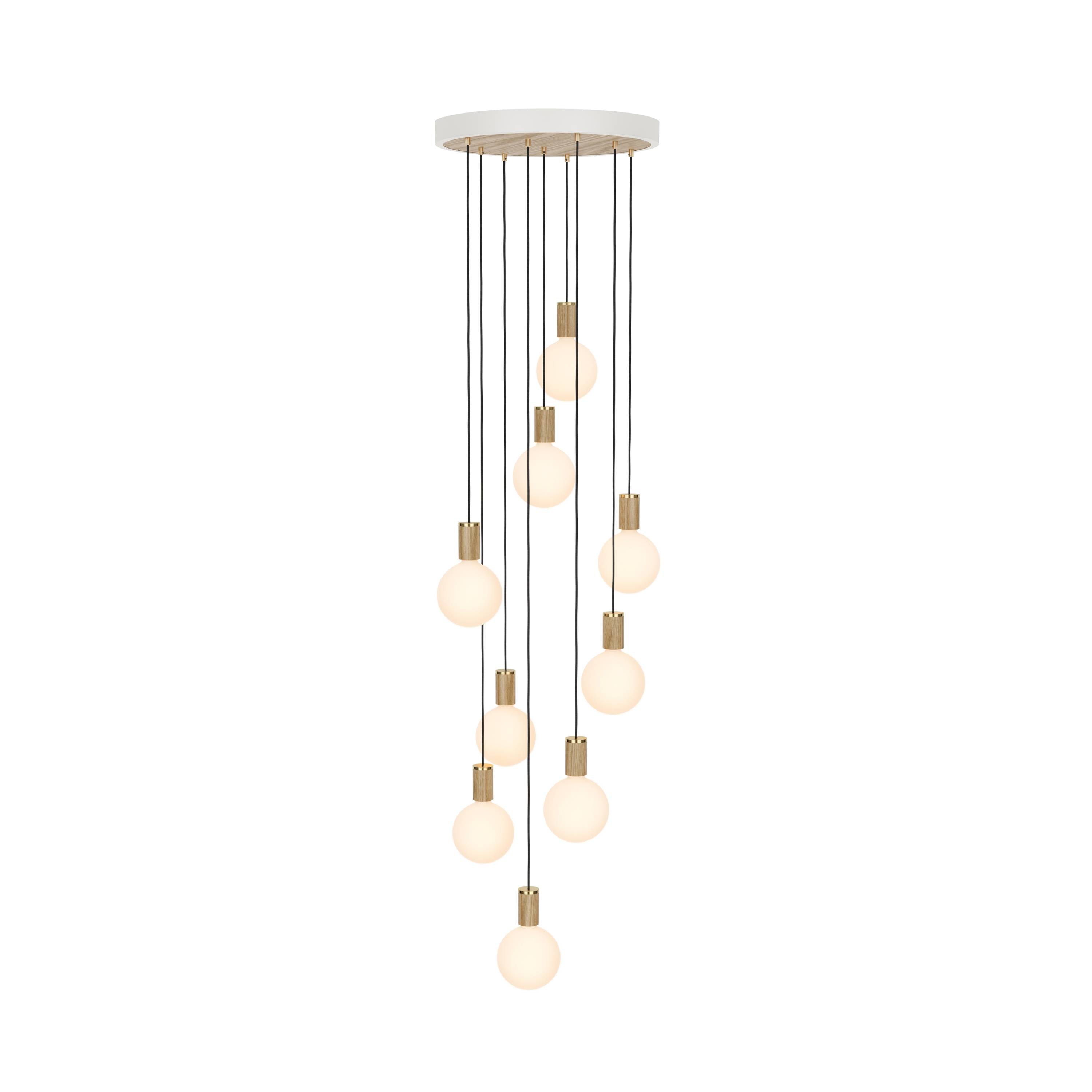 Nine Pendant with Sphere IV: White + Oak Veneer