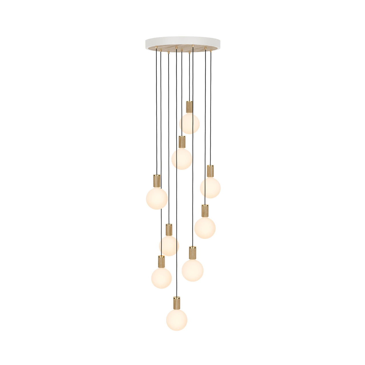 Nine Pendant with Sphere IV: White + Oak Veneer