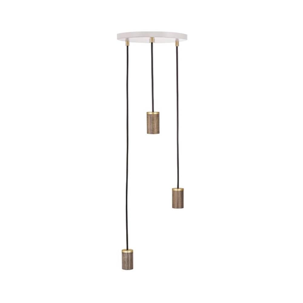 Triple Pendant: White + Walnut + Brass