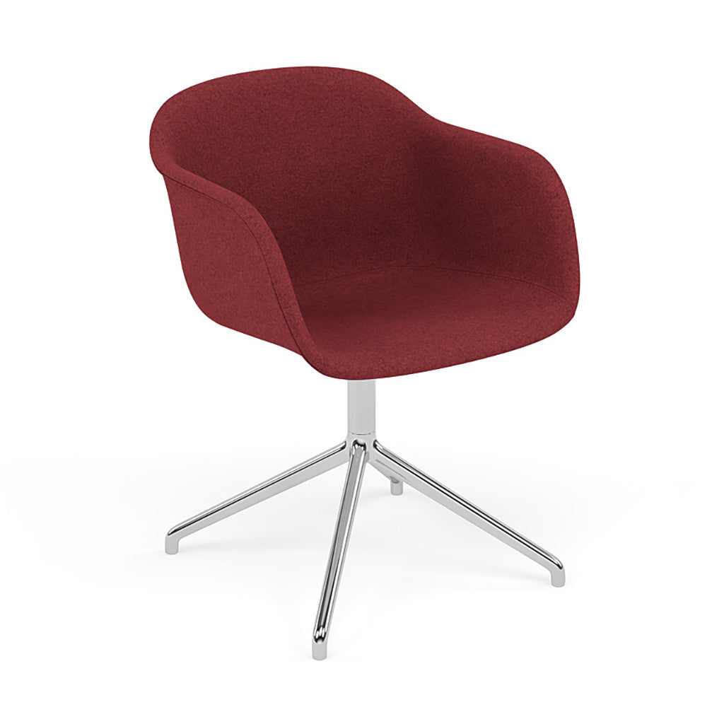 FiberArmchair: Swivel Base with Return + Upholstered + Polished Aluminium