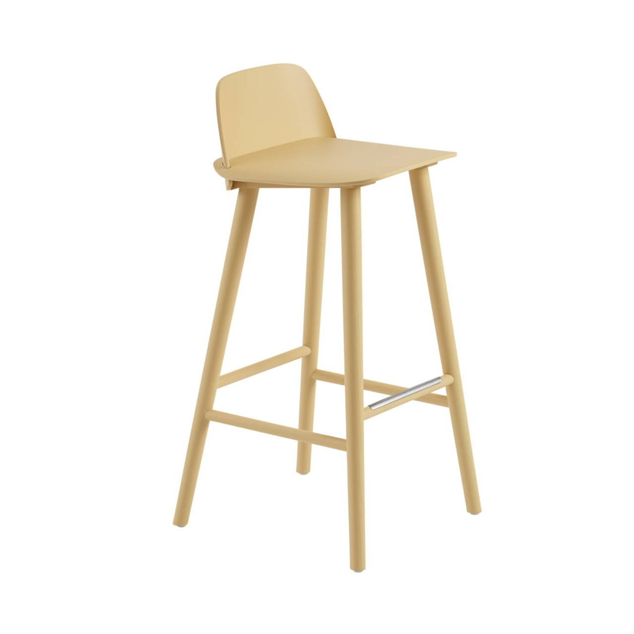 Nerd Bar + Counter Stool: Steel Footrest + Bar + Sand Yellow