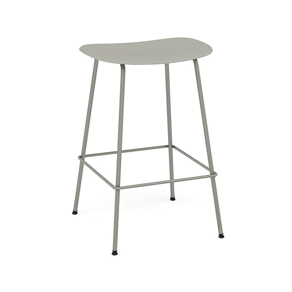 Fiber Bar + Counter Stool: Tube Base + Counter + Grey + Grey