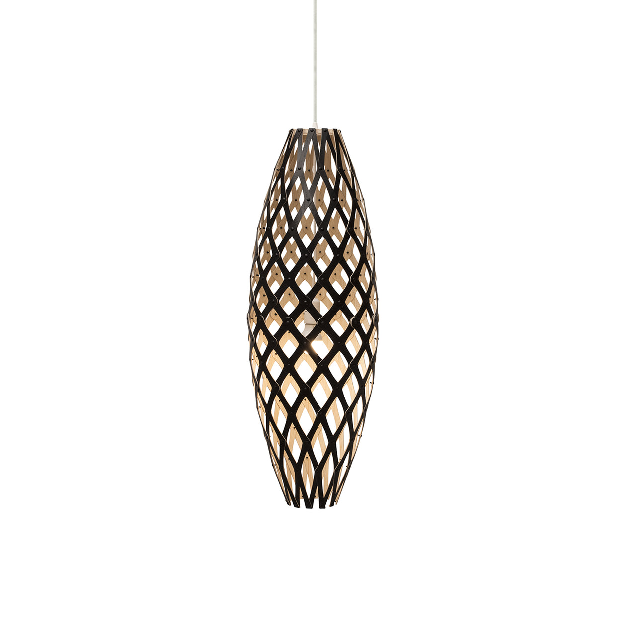 Hinaki Pendant Light: Medium + Black + Bamboo + White