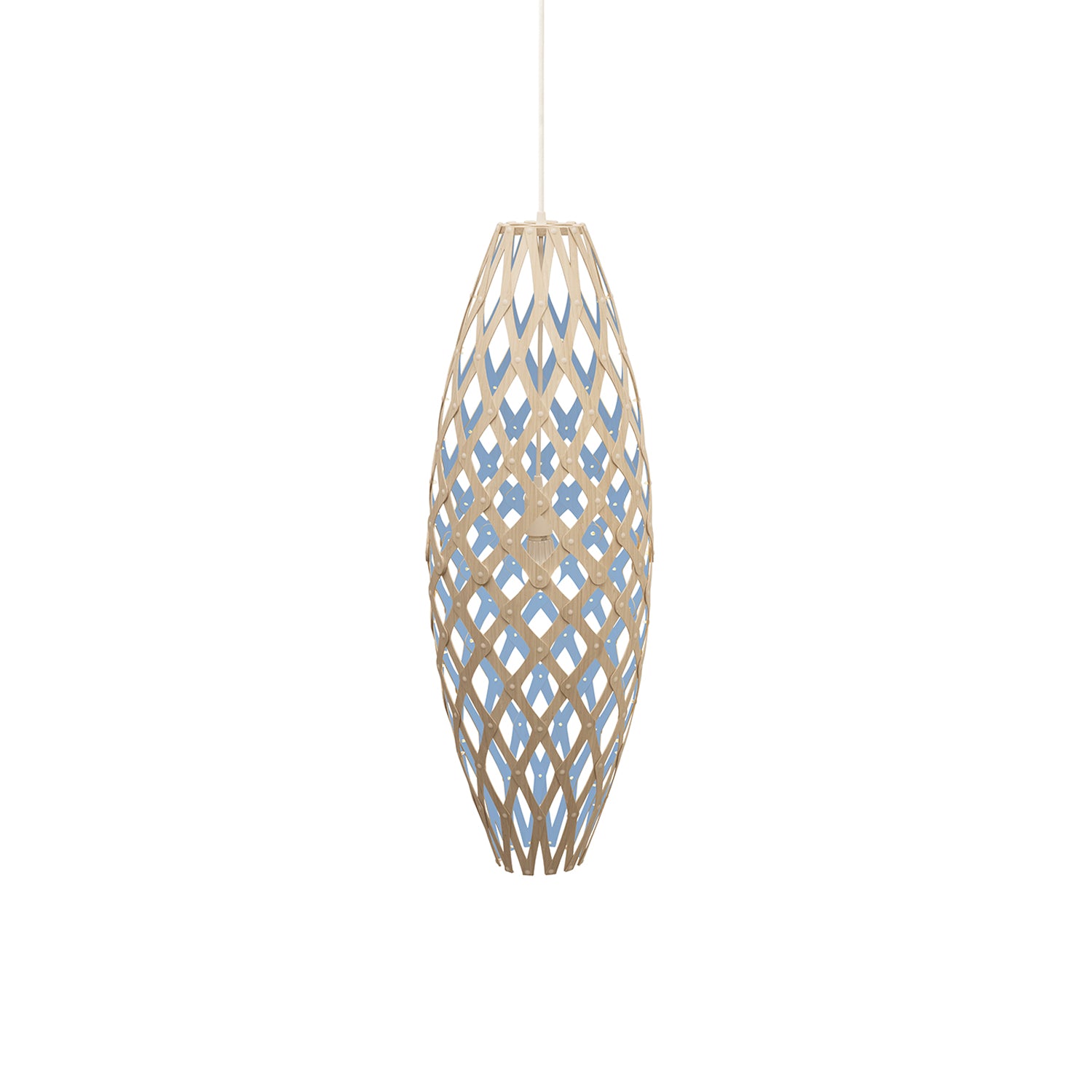 Hinaki Pendant Light: Medium + Bamboo + Blue + White