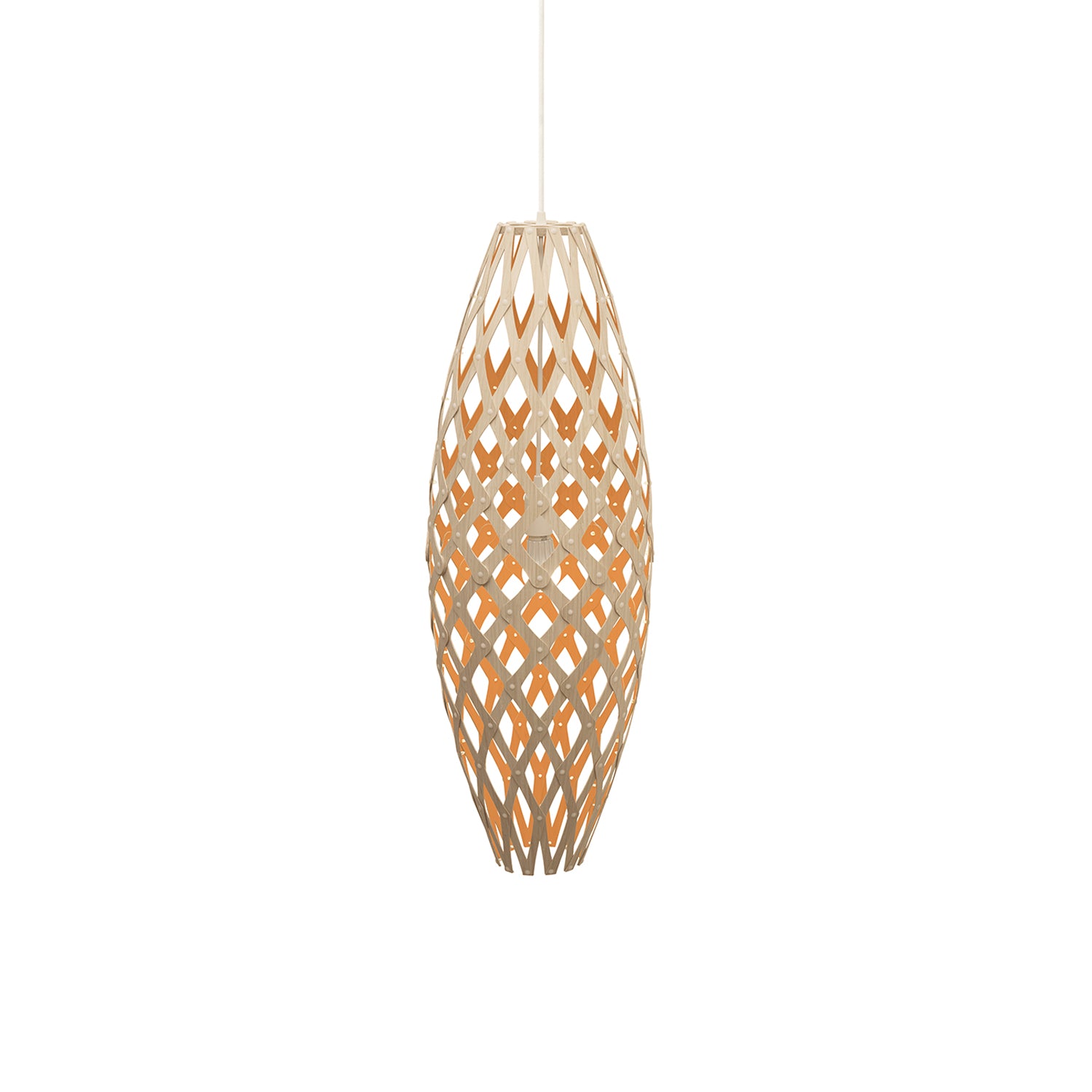 Hinaki Pendant Light: Medium + Bamboo + Orange + White